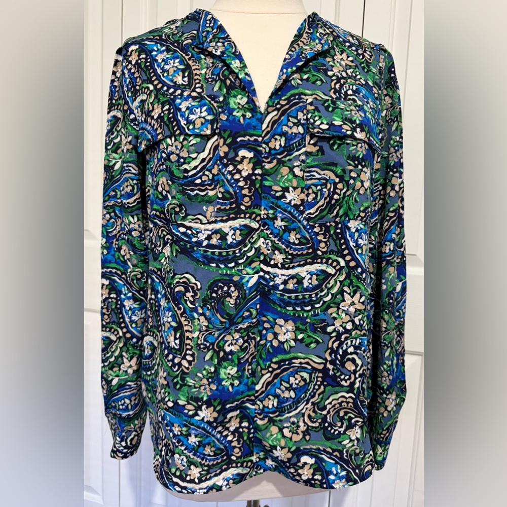 2 for $20 Jones New York Tunic Black Blue Green Paisley Size Medium EUC